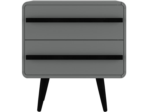 Nachttisch CICI mit 2 Schubladen in grau/schwarz