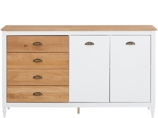 2-trg. Sideboard RANVA aus Kiefer in weiß/gebeizt, 140 cm