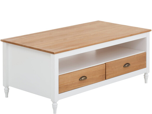 Couchtisch RANVA mit 2 Schubladen aus Kiefer, 110 cm breit