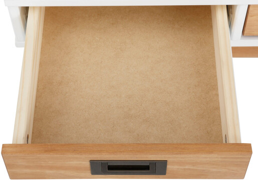 Schreibtisch PEDER aus Kiefer mit 3 Schubladen, weiß/natur