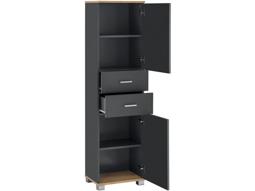 2-trg. Badezimmer Midischrank BRAGA in grau/eichefarben