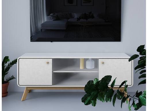 TV Lowboard CARMEN im Skandinavischen Design in weiß/natur