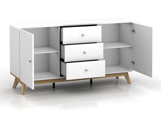 Sideboard CARMEN aus Spanplatte foliert in weiß