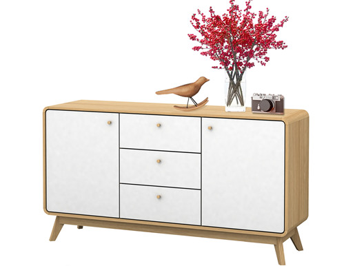 Sideboard CARMEN aus Spanplatte foliert in weiß und Natur