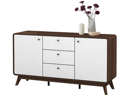 Sideboard CARMEN aus Spanplatte in weiß & Walnuss