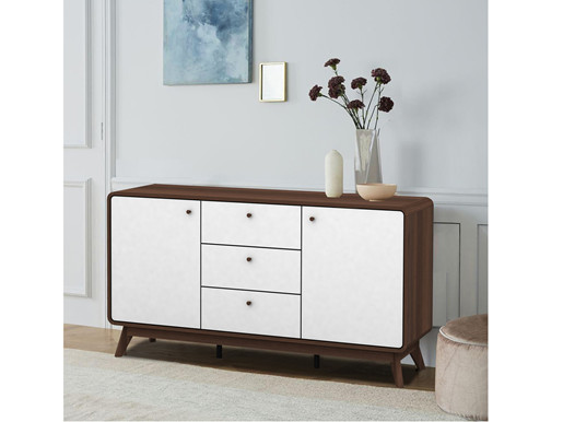 Sideboard CARMEN aus Spanplatte in weiß & Walnuss