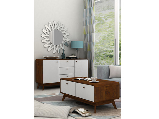 Sideboard CARMEN aus Spanplatte in weiß & Walnuss