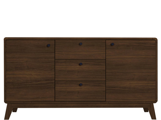 2-trg. Sideboard CARMEN mit 3 Schubladen aus MDF in walnuss