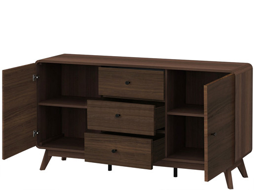 2-trg. Sideboard CARMEN mit 3 Schubladen aus MDF in walnuss