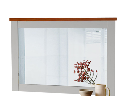 Spiegel COZETTE 90x60 cm aus Kiefernholz in weiss honig