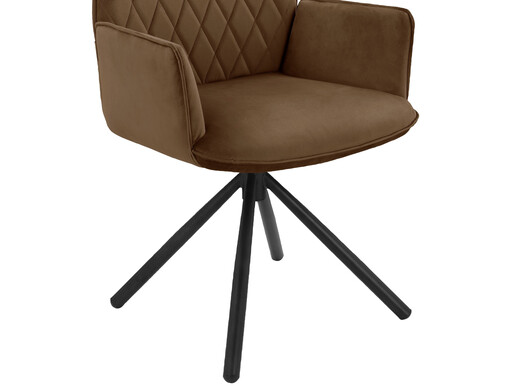 Esszimmerstuhl Pablo (2er-Set), mit Armlehne, Gestell aus Metall, Luxus Stax Velvet in Rostfarbe