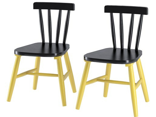 2er Set Stühle TRENDY aus Massivholz in schwarz und gelb