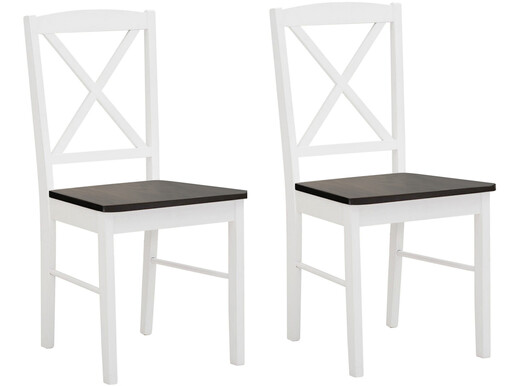 2er-Set Esszimmerstühle SIBYLL aus Kiefer in weiß/eiche