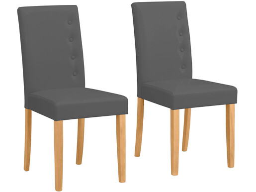 2er-Set Esszimmerstühle BÖRGE Kunstleder in grau/gebeizt