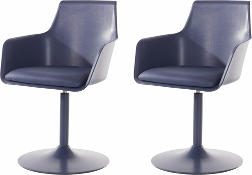 2er Set Lounge Stuhl OHIO mit Trompetenfuß, dunkelblau