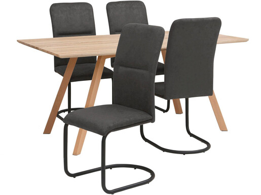 5-tlg. Essgruppe FRED, 4 Stühle in anthrazit, Tisch 160 cm