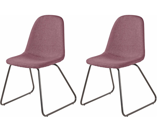2er-Set Stuhl COCO mit Kufengestell gepolstert in rosa