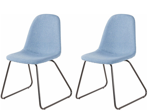 2er-Set Stuhl COCO mit Kufengestell, gepolstert in Jeansblau