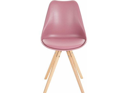 2er Set Stuhl BRITTA aus Kunstleder in rosa Holzbeine