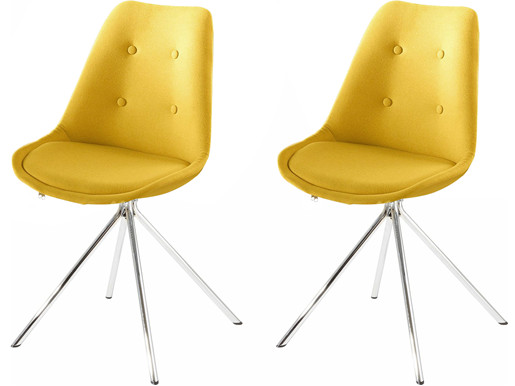 2er Set Stuhl DOVE Microfaser in currygelb