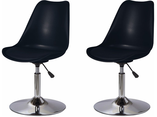 2er-Set Drehstuhl SICO mit Metallgestell und Sitz in schwarz