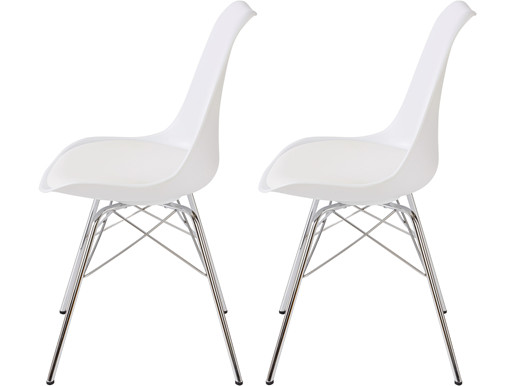 2er-Set Stuhl JERRY Gestell aus Chrom in weiß
