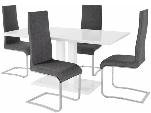 5-tlg. Essgruppe MERLE 160 cm mit 4 Stühlen in grau