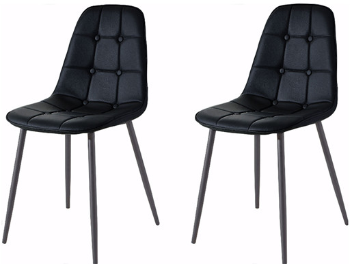 4er Set Stuhl LUCIA aus Kunstleder in schwarz