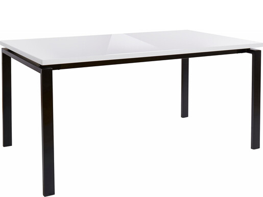 Esstisch SASKIA in weiß Hochglanz mit Metallbeinen, 160 cm