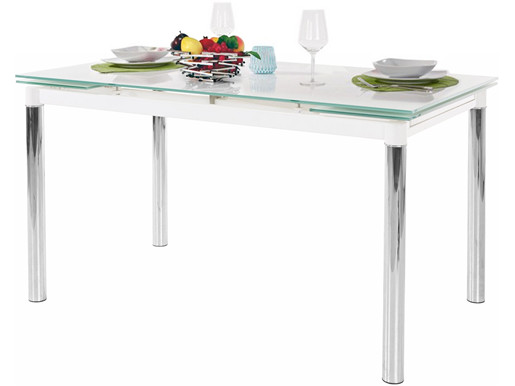 Glastisch NELA mit Auszugsfunktion in weiß, 140-200 cm