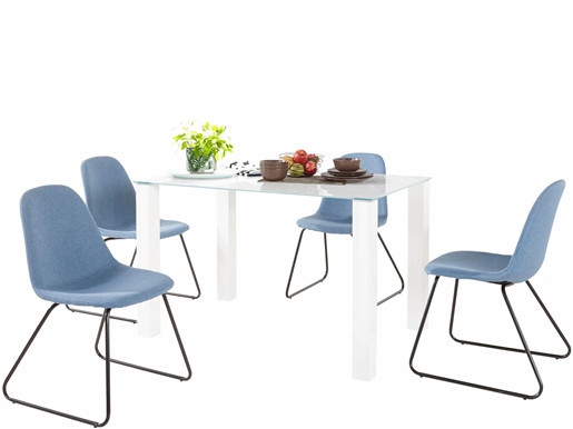 4er-Set Stühle COCO mit Metallgestell, Webstoff in jeansblau