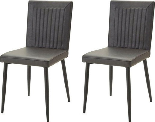 2er Set Stuhl FELICE aus PU in anthrazit