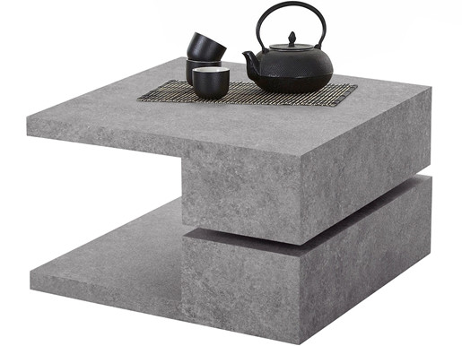 Couchtisch PADMA in Beton Optik, 60x60 cm, drehbare Platte