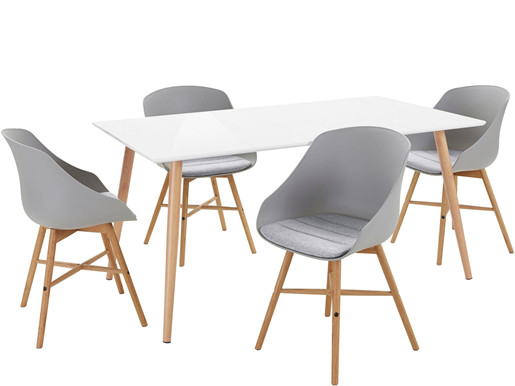 5-tlg. Essgruppe KENNY, 4 Stühle in grau, Tisch 160 cm breit