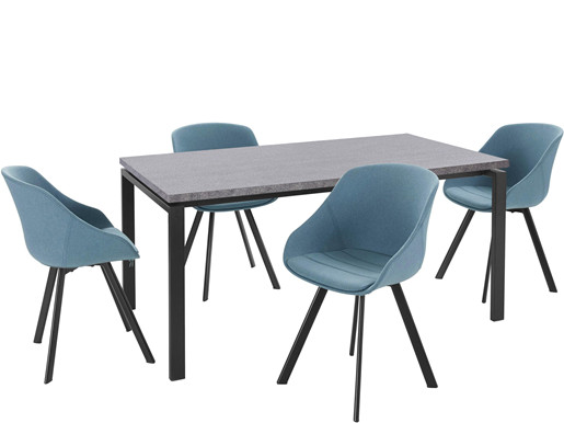 5-tlg. Essgruppe BETTY, 4 Stühle in jeansblue, Tisch 160 cm