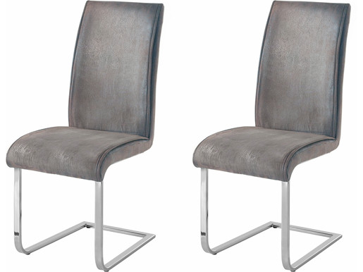 2er-Set Freischwinger Stuhl MARBLE in hell grau