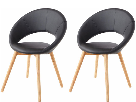 2er Set Stuhl TUXEDO aus Kunstleder in schwarz