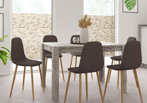 Esstisch LYON in hell betonfarben, Breite 120 cm
