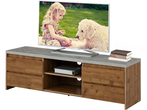 TV-Lowboard MALIBU mit 4 Schubladen, natur/beton, 150 cm