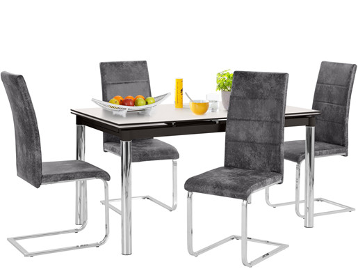 Glastisch NELA mit Ausziehfunktion in schwarz, 140-200 cm