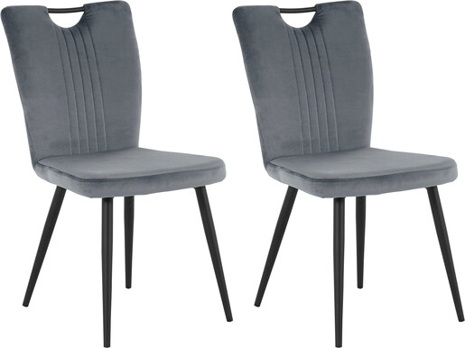 2er-Set Esszimmerstühle SAORI mit Samtbezug in grau/schwarz