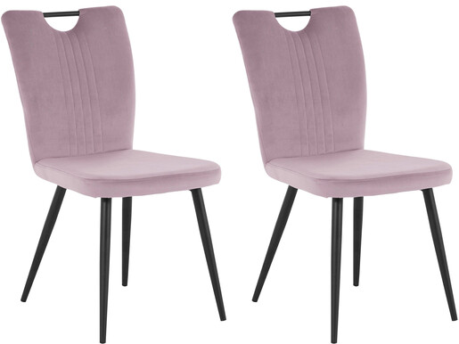 2er-Set Esszimmerstühle mit Samtbezug in mauve/schwarz