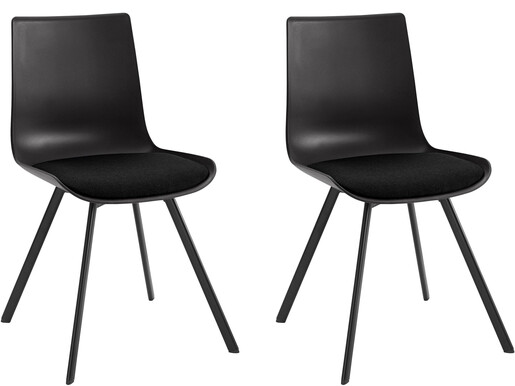2er-Set Stühle LUCY aus Metall in schwarz, Sitz gepolstert