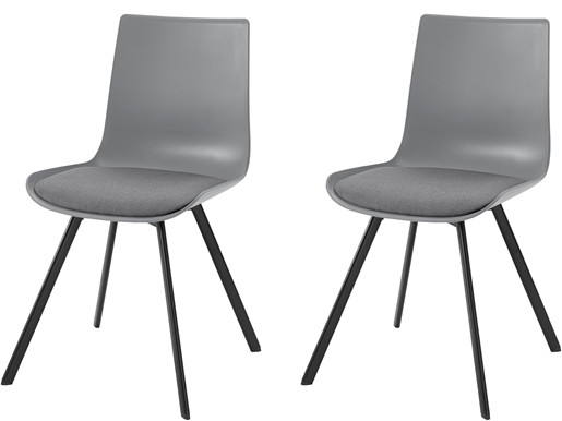 2er-Set Stühle LUCY aus Metall in grau, Beine in schwarz