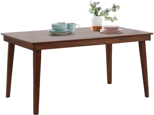Esstisch KATJA in walnussfarbe mit Ansteckplatten, 150 cm