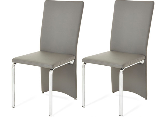 2er Set Esszimmerstuhl BRITTAIN aus Kunstleder in grau/weiß