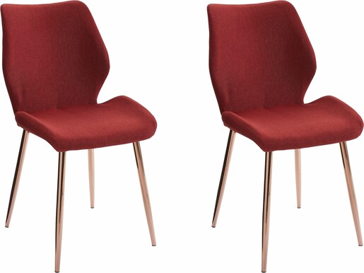 2er-Set Esszimmerstühle AIDA in rot, Metallbeine verchromt
