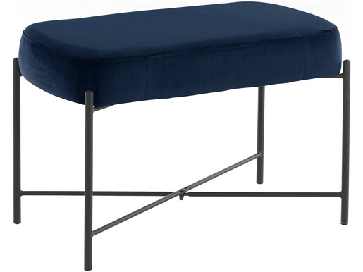 Sitzbank Beate mit einem Samtvelours Bezug, mit einem Metallgestell, Sitzhöhe 42 cm in blau Samt
