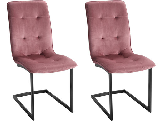 2er-Set Freischwinger OTIS Samtbezug in rosa, Sitzhöhe 46 cm