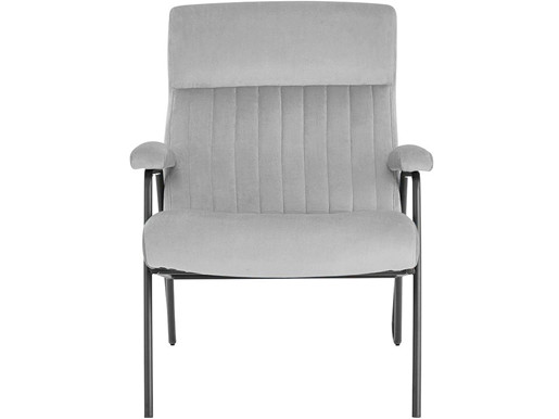 Lounge Stuhl RAFAL Samtbezug in grau, Sitzhöhe 44 cm